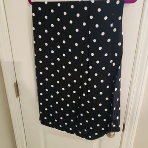 Black and white polka dot a line skirt